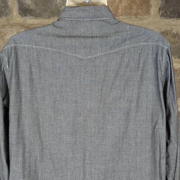Ocean Current Gray Snap Front Long Sleeve Western Shirt‎ Men's Size XL - Picture 8 of 13
